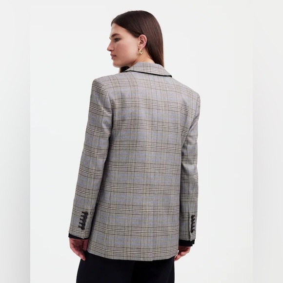 Madewell Italian Fabric Plaid Blazer Womens 10 Brown Blue NS377 Wool Blend NWT - Picture 10 of 10